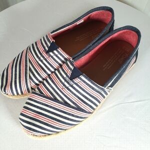 Toms Chevron Espadrille Striped Slip On Flats Sz 7.5W